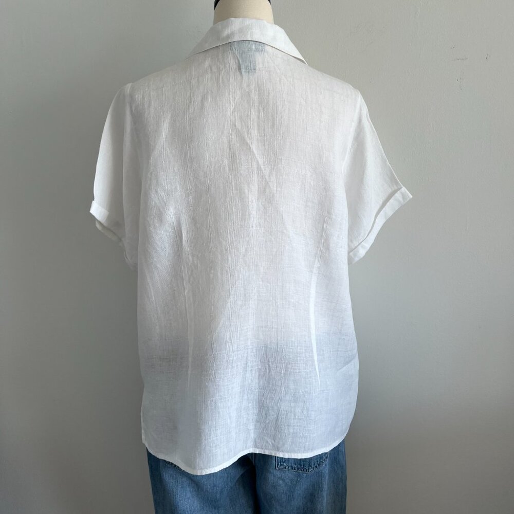 Lauren - Ralph Lauren, 100% Linen, White Button down top, Size 16 - Picture 8 of 13